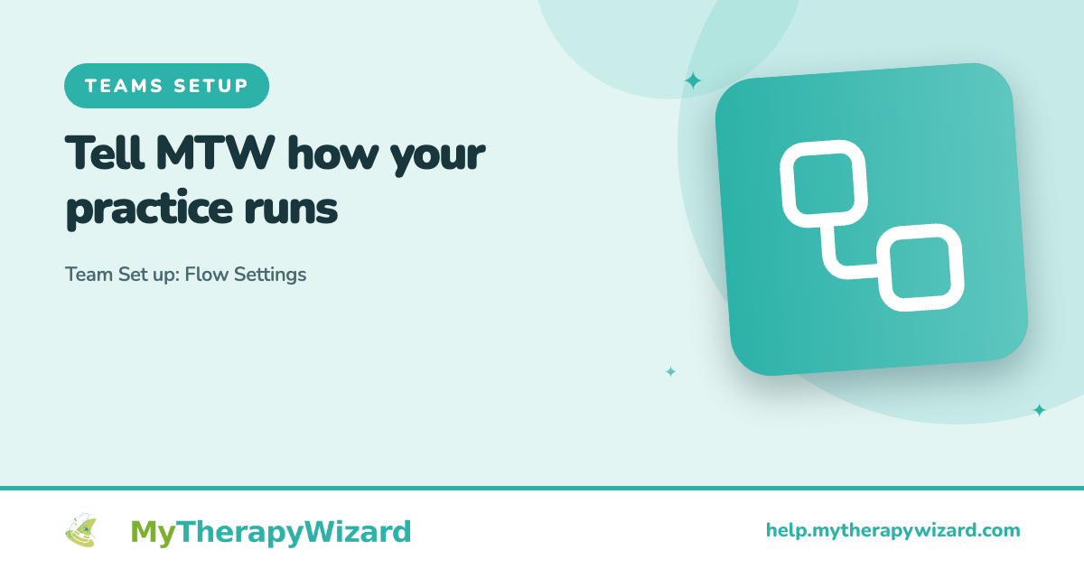 Team Set up Flow Settings - MyTherapyWizard help article card