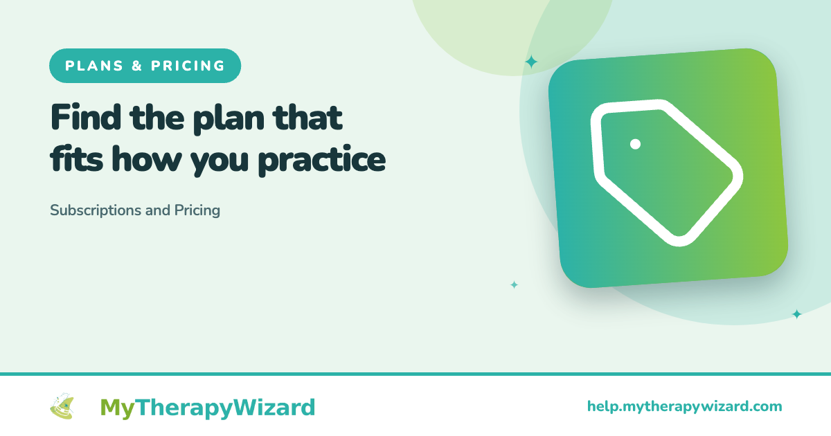 Subscriptions and Pricing - MyTherapyWizard help article card