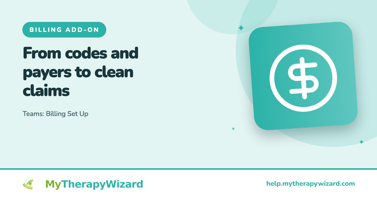 Teams Billing Set Up - MyTherapyWizard help article card