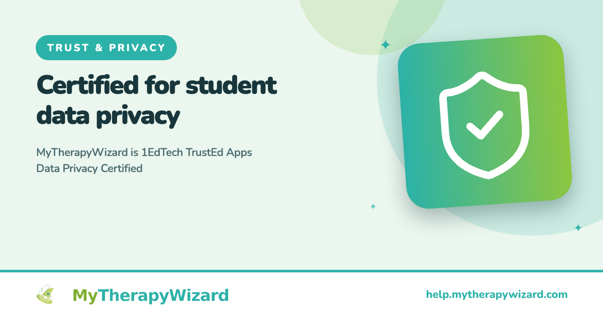 MyTherapyWizard is 1EdTech TrustEd Apps Data Privacy Certified - MyTherapyWizard help article card