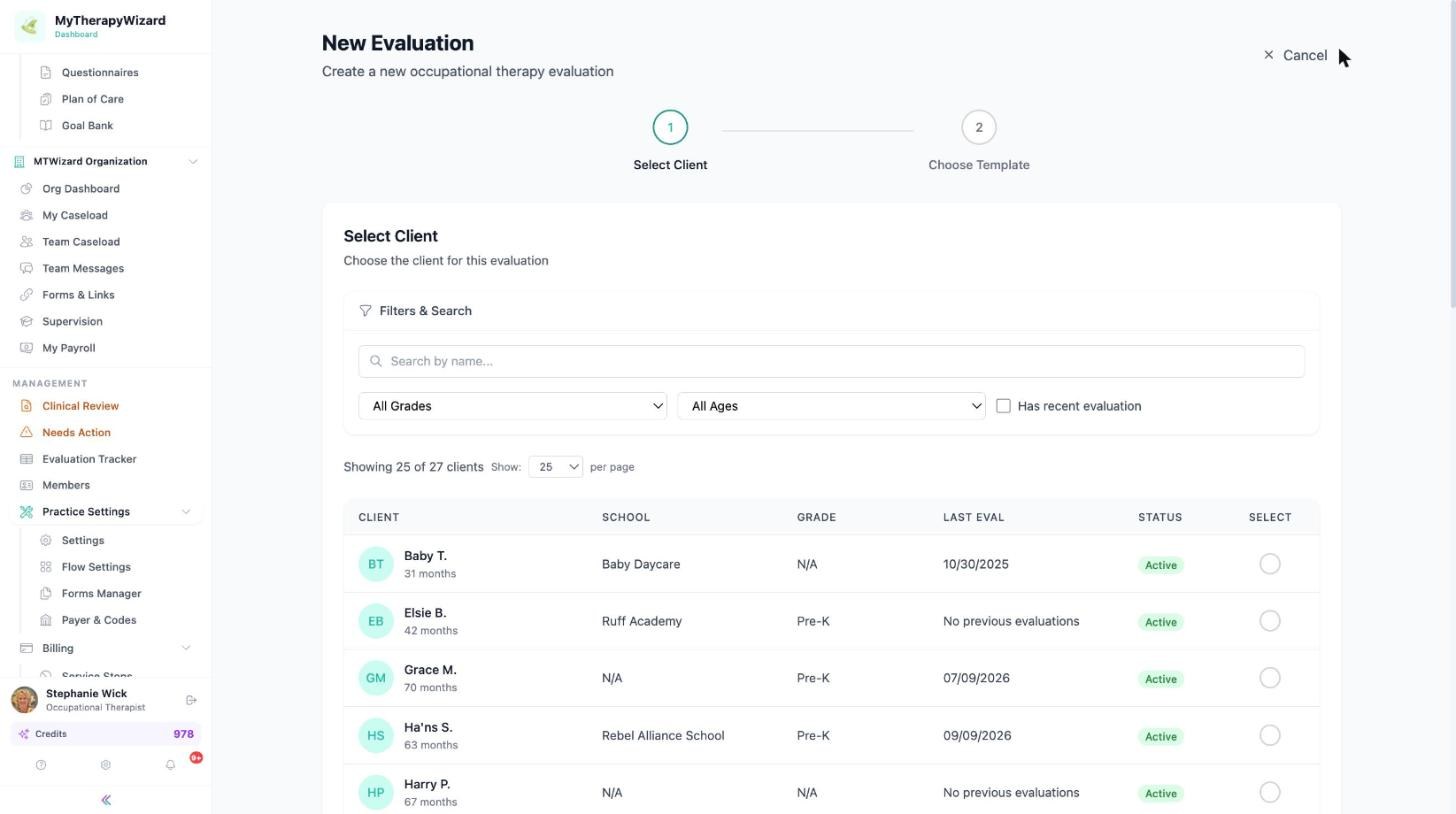 Starting a new Guided Evaluation