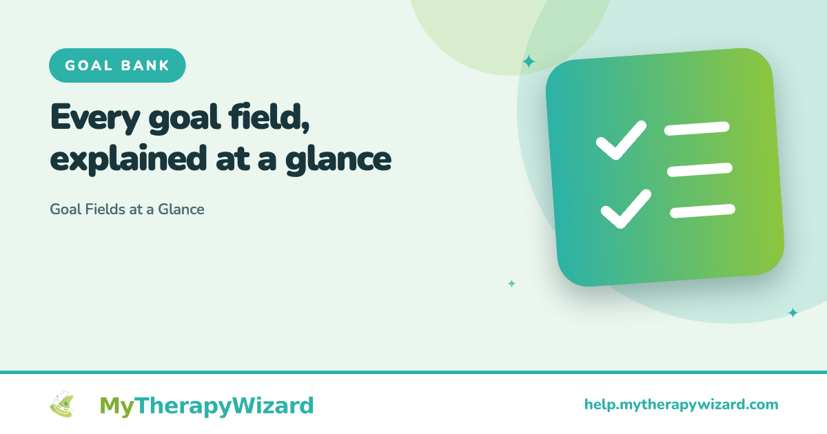 Goal Fields at a Glance - MyTherapyWizard help article card